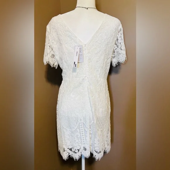 New w/ Tag MSLG Women's Round Neck V-Back Lace Dress Size XL - Picture 5 of 8